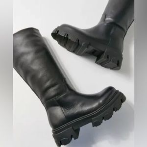 Steve Madden Black Leather Priority Tall Boots